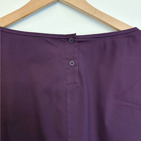 Lafayette 148 New York Elaina Tie Sleeve Blouse Purple Cotton Stretch XL - Picture 8 of 9
